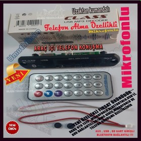 Resim Bluetooth Aux Usb Sd Mmc Kart Girişli Araç Kiti Telefon Görüşme N11.726 