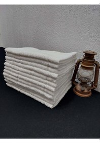Resim 12'li Otel Banyo Paspası Beyaz 50x70 | Ayak İzli %100 Pamuklu Bukle Ayak Havlusu 