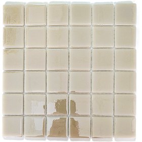 Resim MozaiKristaL Tüm Yüzeyler Için 50x50mm. Bej, 31.5x31.5cm. Fileli Cam Mozaik. ( 1 M2 Fiyatıdır. ) 