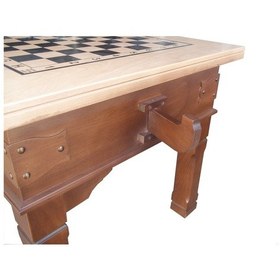 Resim Orta Sehpa Tavla-Satranç Model Takım Metal Kayın Retro Ayak Parla 