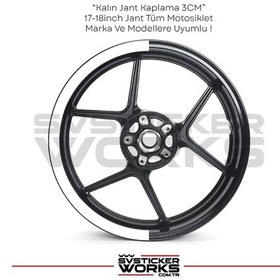 Resim Motosiklet Jant Şeridi Jant Sticker Yarım Kaplama Daire 17-18 İnch Jant Motor Uyumlu Beyaz 
