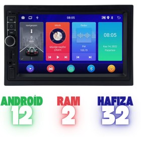 Resim Carvocal 7 Inch Double Teyp Android 12 Multimedya 2/32 Double Din Carplay Android Auto 