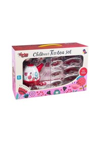 Resim Evcilik Oyun Seti 15 Parça Çiçek Desenli Metal Çay Seti Oyuncak Fincan Seti 