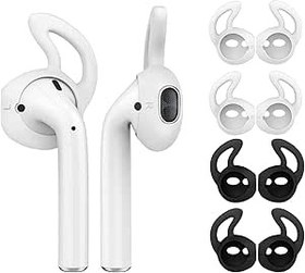 Resim MoKo Silicone Eartips Fit Apple AirPods/EarPods [4 Pairs], Silicone Soft Covers Anti-Slip Sport Earbud Tips, Anti-Drop Ear Hook Gel Headphones Earphones Protective Accessories Tips - White + Black 