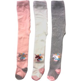 Resim ekinoks socks 3lü Kız Bebek Çocuk Külotlu Çorap Renkli Desenli Pamuklu 