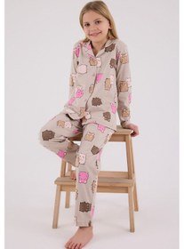 Resim Rolypoly Kız Çocuk Krem Gömlek Pijama Takımı 5274-48706 Krem 