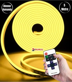 Resim 5 Metre Sarı Işık Esnek Neon Led Şerit Dimmer Kumandalı Dekoratif Aydınlatma Seti Sb-6537 