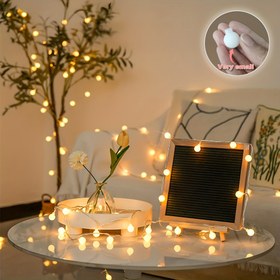Resim 1 adet Majisu LED Peri Şerit Işıklar - Sıcak Beyaz Işık, Dokunmatik Kontrollü Asma Küresel Top Işıklar, Pille Çalışır, İç Mekan Dekorasyonu, Ev, Yatak Odası, Duvar, Doğum Günü, Parti, Düğün, Cadılar Bayramı, Şükran Günü, Noel için Mükemmel 