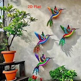 Resim 2D Düz, 4 Adet Canlı Hummingbird Metal Duvar Sanatı - Renkli Demir Bahçe Dekoru, Dış Mekan, Patio, Parti ve Ev Dekorasyonu için Mükemmel - Mükemmel Oturma Odası, Yatak Odası, Banyo ve Balkon için Dış Mekan Dekoru, Oda Dekoru için Mükemmel 