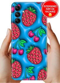 Resim Cekuonline SM Galaxy S24 FE Kılıf Desenli Baskılı Kamera Korumalı Silikon Kiraz Çilek 