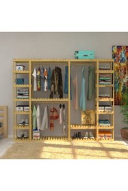 Resim Fokai Wood Megalo - Açık Ahşap Elbise Dolabı , Gardırop 