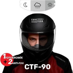 Resim CTF-90 Motosiklet Kask Buğu Önleyici Fotokromik Film-Vizör Otomatik Kararma Anti Fog Kolay Montaj 