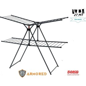 Resim UltraNova Güçlü metal çamaşır kurutmalığı, gri, dayanıklı ve şık tasarım Ar-222 