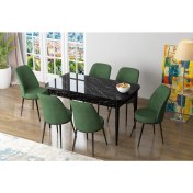 Resim Canisa Concept Zen Siyah Mermer Yemek Masası Takım Mutfak Masası Takımı 6 Sandalye 