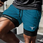 Resim Erkekler için 2'si 1 Arada Hızlı Kuruyan Nefes Alabilen Atletik Şortlar - İnek Başlıklı Baskılı - Hafif Örgü Kumaş, Teri Emici Spor Şortları Koşu, Eğitim ve Plaj Aktiviteleri İçin 