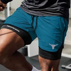 Resim Erkekler için 2'si 1 Arada Hızlı Kuruyan Nefes Alabilen Atletik Şortlar - İnek Başlıklı Baskılı - Hafif Örgü Kumaş, Teri Emici Spor Şortları Koşu, Eğitim ve Plaj Aktiviteleri İçin 