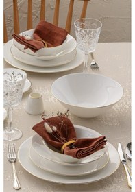 Resim Emsan Elmira Gold Fine Bone 59 Parça 12 Kişilik Yemek Takımı Beyaz 