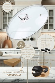 Resim Faislife 32 Cm Cam Kapak Demir Tutma Tepesi Buhar Delikli Tüm Tencere Sahan Tavalara Uyumlu Tamir Kitli 
