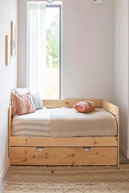 Resim Yavru Yataklı Sedir Koltuk ve Karyola Doğal Ahşap 80 x 200 LoolpiNM168 