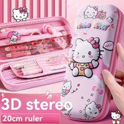 Resim 1 adet Sanrio Büyük Kapasiteli Kalem Kutusu - Moda, Sevimli ve Dayanıklı Karikatür Deseni - Ofis Malzemeleri Organizasyonu için Uygun, Güçlü ve Dayanıklı Kalem Çantası, Kalemler, Markerlar ve Kırtasiye Depolama için Uygundur 