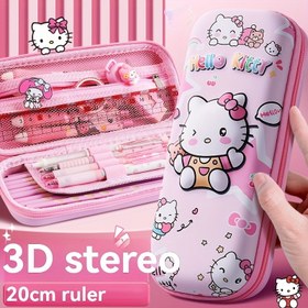 Resim 1 adet Sanrio Büyük Kapasiteli Kalem Kutusu - Moda, Sevimli ve Dayanıklı Karikatür Deseni - Ofis Malzemeleri Organizasyonu için Uygun, Güçlü ve Dayanıklı Kalem Çantası, Kalemler, Markerlar ve Kırtasiye Depolama için Uygundur 