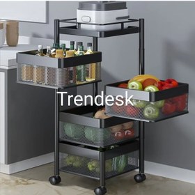 Resim TRENDESK 4 Katlı Lux Siyah Metal Patates Soğan Sebze Meyve Sepeti Sebzelik 