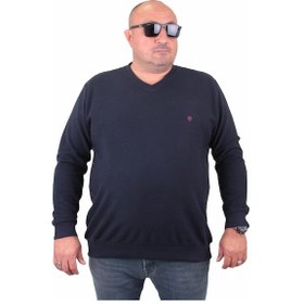 Resim Mocgrande Büyük Beden Selanik V Yaka Classic Sweat 23201 Lacıvert-Lacıvert 