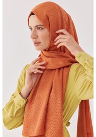Resim Mirsoy Scarf Halka Desen Parlak Jakar Şal - Portakal Portakal Turuncu 