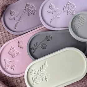 Resim Dnejiu Silikon Reçine Dökme Kalıpları, Oval Tepsiler ile Kelebek Buketi Gül Rölyef Tasarımı, Ev Masaüstü Dekoru, Şenlik Atmosferi Dekoratif El Sanatları Hediye 