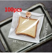 Resim Xuweiwei 100 Adet Şeffaf Yarım Paketleme Ekmek Poşeti Kraft Kağıt Çıkartmalı 18 5x20cm 