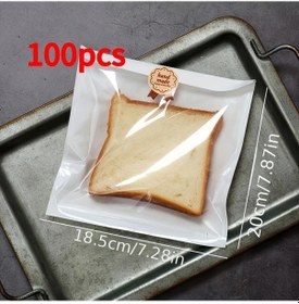 Resim Xuweiwei 100 Adet Şeffaf Yarım Paketleme Ekmek Poşeti Kraft Kağıt Çıkartmalı 18 5x20cm 