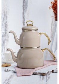 Resim Acar Petra Krem Emaye Çaydanlık Takımı Krem 