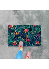 Resim Dijital Baskılı Desenli Dekoratif Dış Kapı Önü Ve Iç Mekan Paspası Yıkanabilir Kaymaz Taban Turkuaz 