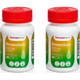 Resim İmuneks Farma Bromelain 500 mg Takviye Edici Gıda 30 Tablet 2 Adet 