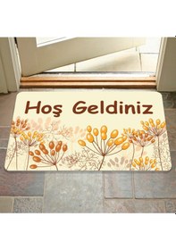 Resim Dijital Baskılı Hoş Geldiniz Yazılır Desenli Dekoratif Dış Kapı Önü Ve Iç Mekan Paspası Yıkanabilir Bej 