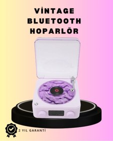 Resim Kanonik Education Bluetooth Retro Pikap Hoparlör - Projektörlü Gece Lambası 