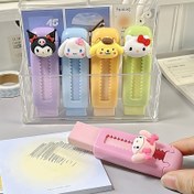 Resim 1 Adet Sanrio Geri Çekilebilir Silgi - Sevimli Kuromi & Cinnamoroll Karikatür Tasarımı, Okul, Ofis, Öğrenciler ve Anime Hayranları için Şeffaf Plastik Tutuculu 5 Renkli Karışık Geri Çekilebilir Kalem Kutusu, Okul Silgileri | Canlı Silgil 