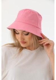 Resim Kadın Balıkçı Pembe Kova Bucket Şapka Pembe 