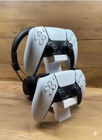 Resim Ps5 Dualsense 2 Li Oyun Kolu Ve Kulaklık Standı 3d Baskı Şık Dikey Tutucu 21.5x18x4 Cm Beyaz 