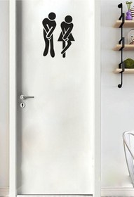 Resim levvas Dekoratif Tuvalet Banyo Sticker Duvar Etiket Kapı Sticker 18cmx12cm 