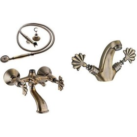 Resim Gpd Antik Banyo Lavabo Batarya Seti Bnb20 Sps20 Tkb20 