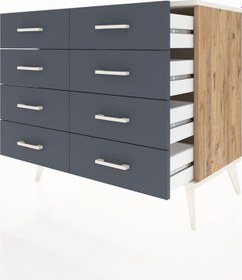 Resim Hyperion Şifonyer 8 Çekmeceli 88x44x80 Çam-aytaşı/antrasit Aytaşı/antrasit 