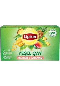 Resim Lipton Mango Ve Ananaslı Tropikal Bardak Poşet Yeşil Çay 20'li Paket X 4 Adet 
