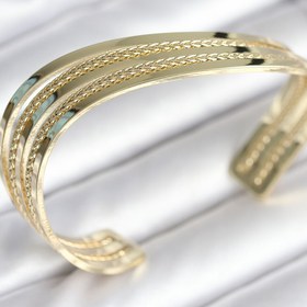 Resim BURCU MODA Eğik Şerit Model Gold Renk Pirinç Kadın Bileklik 