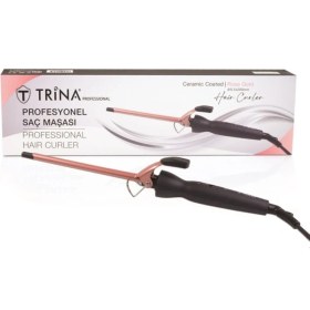 Resim Trina Afro Dalga 9.5mm Gold Seramik Maşa - 20CM.EKSTRA Uzun Başlık - Kıvırcık Saç Maşası 