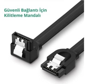 Resim SE-7030 Sata Data Kablosu 0,50CM L 90DERECE Dirsek Köşeli Sata3 7 Pin 6gbs SSD HDD Data Veri Kablosu 