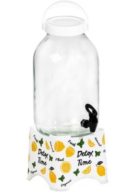 Resim Herevin 5 Lt Limon Desen Standlı Cam Sebil 