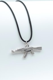 Resim Pubg Keleş Ak-47 Kalaşnikof Kolye Deri İp Kolye Gümüş Kaplama Erkek Kadın Kolye 