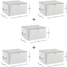 Resim GARENTAS 5'li Küçük Boy Gri Çizgili Hurç Seti, 30x22x18 cm 