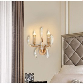 Resim Ronja 2'li Bakır Eskitme Kristal Taşlı Yatak Başı, Salon Aplik Bakır Eskitme 